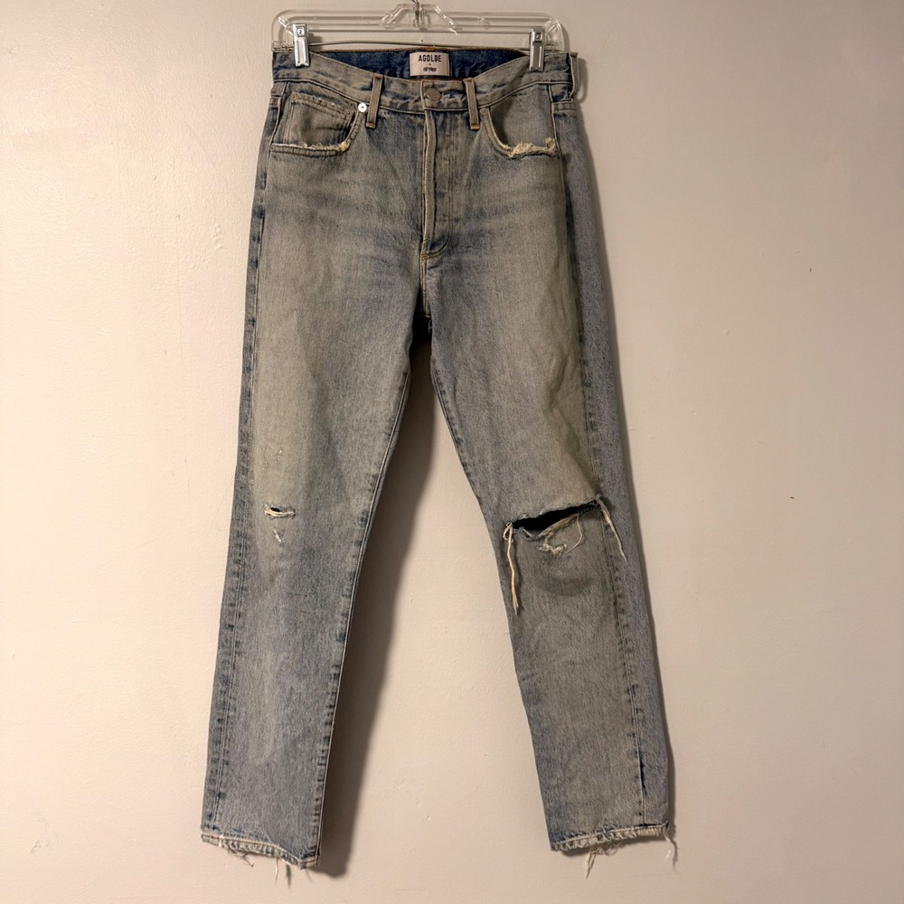AGOLDE x A$AP FERG Division Straight Leg Jeans Light Wash Distress‎ sz 29 Grunge